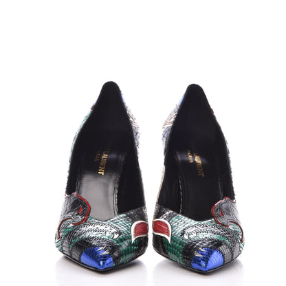 Saint Laurent Ayers Panther Patch Anja 105 Secret Garden Pump 37.5 Multicolor 2 of 8