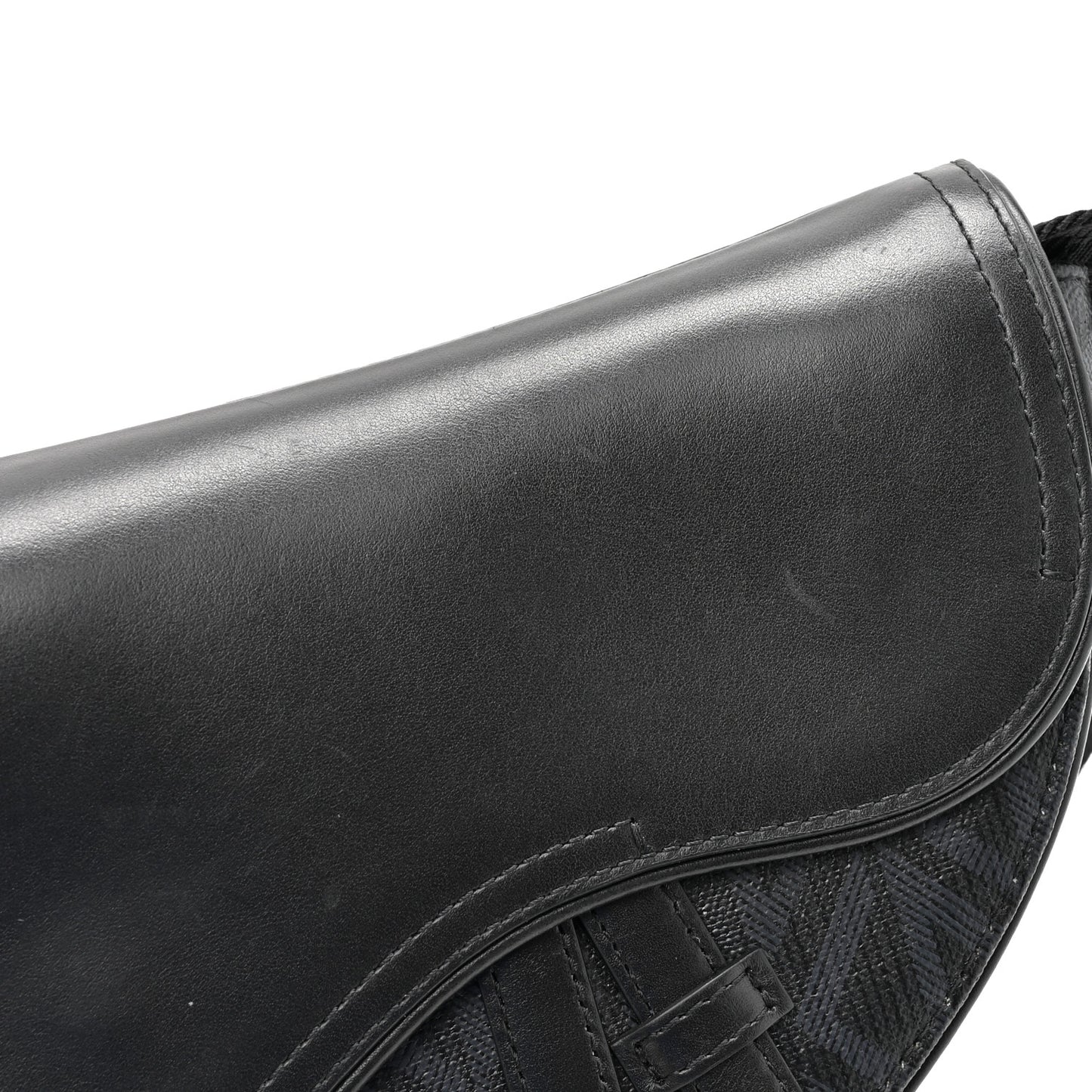 Coated Canvas CD Diamond Printed Mens Mini Saddle Bag Black