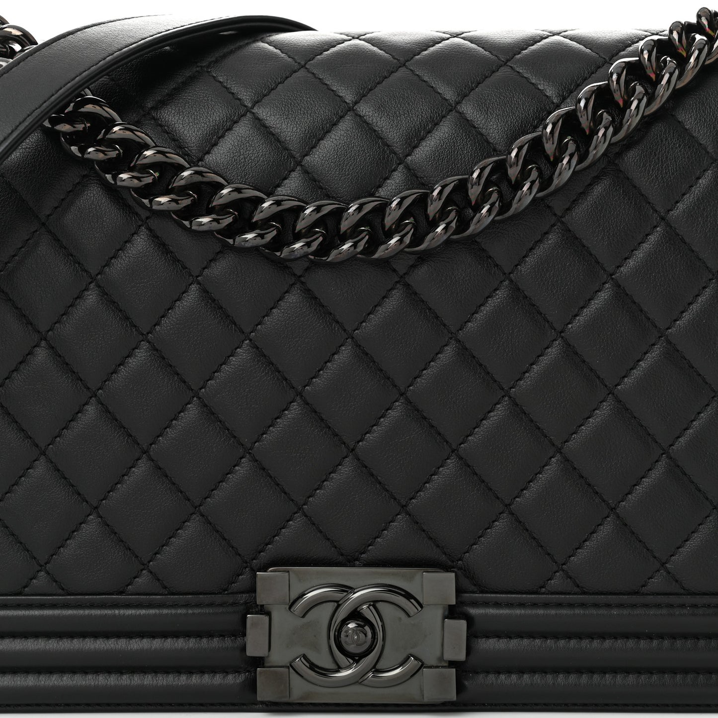 Calfskin Quilted New Medium Boy Flap So Black