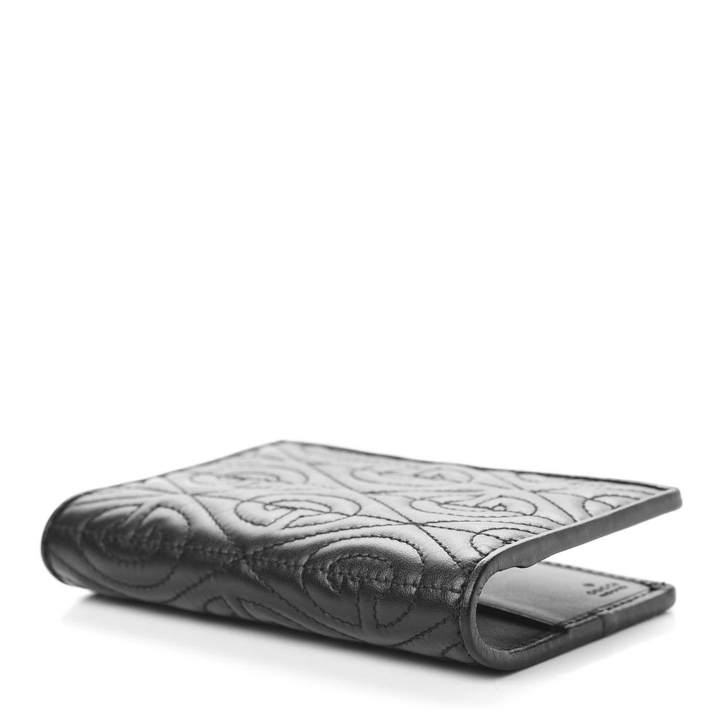 Calfskin Rhombus Passport Case Black