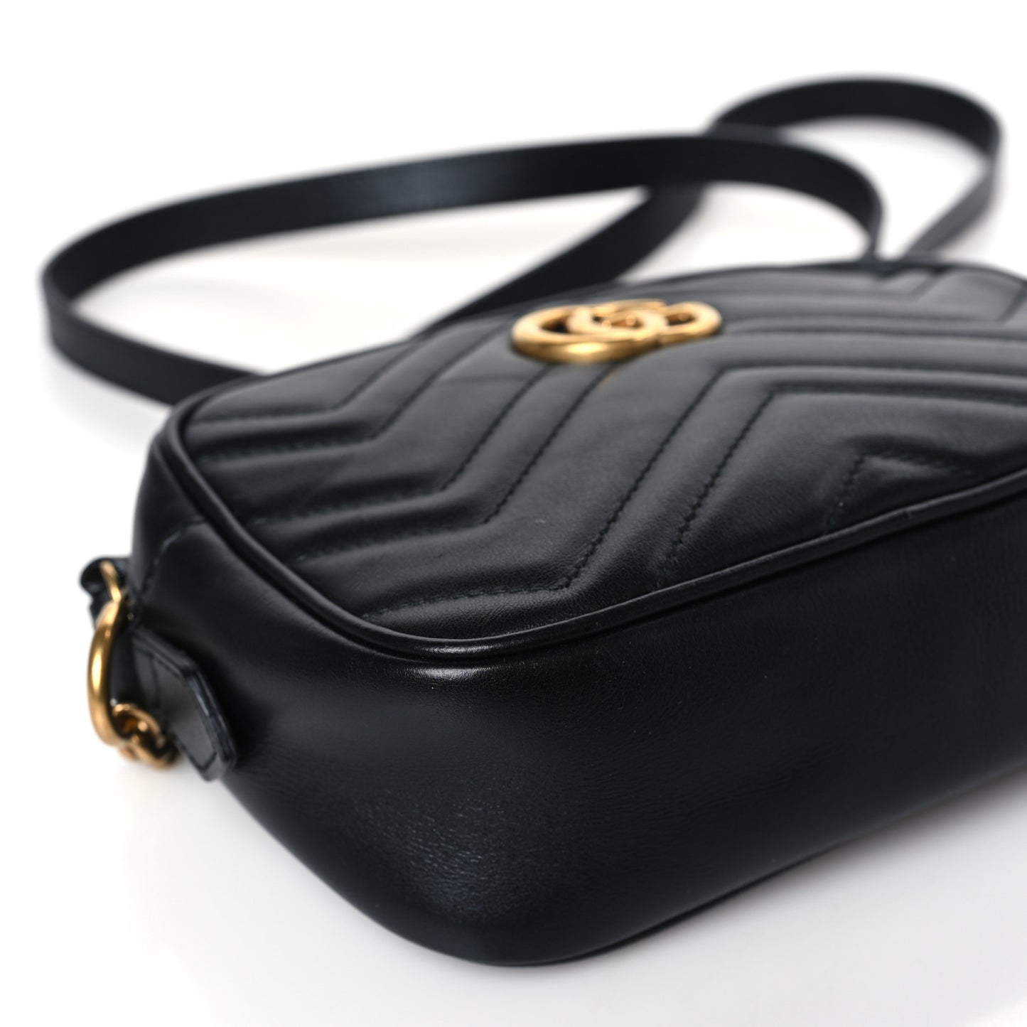 Calfskin Matelasse Mini GG Marmont Chain Shoulder Bag Black