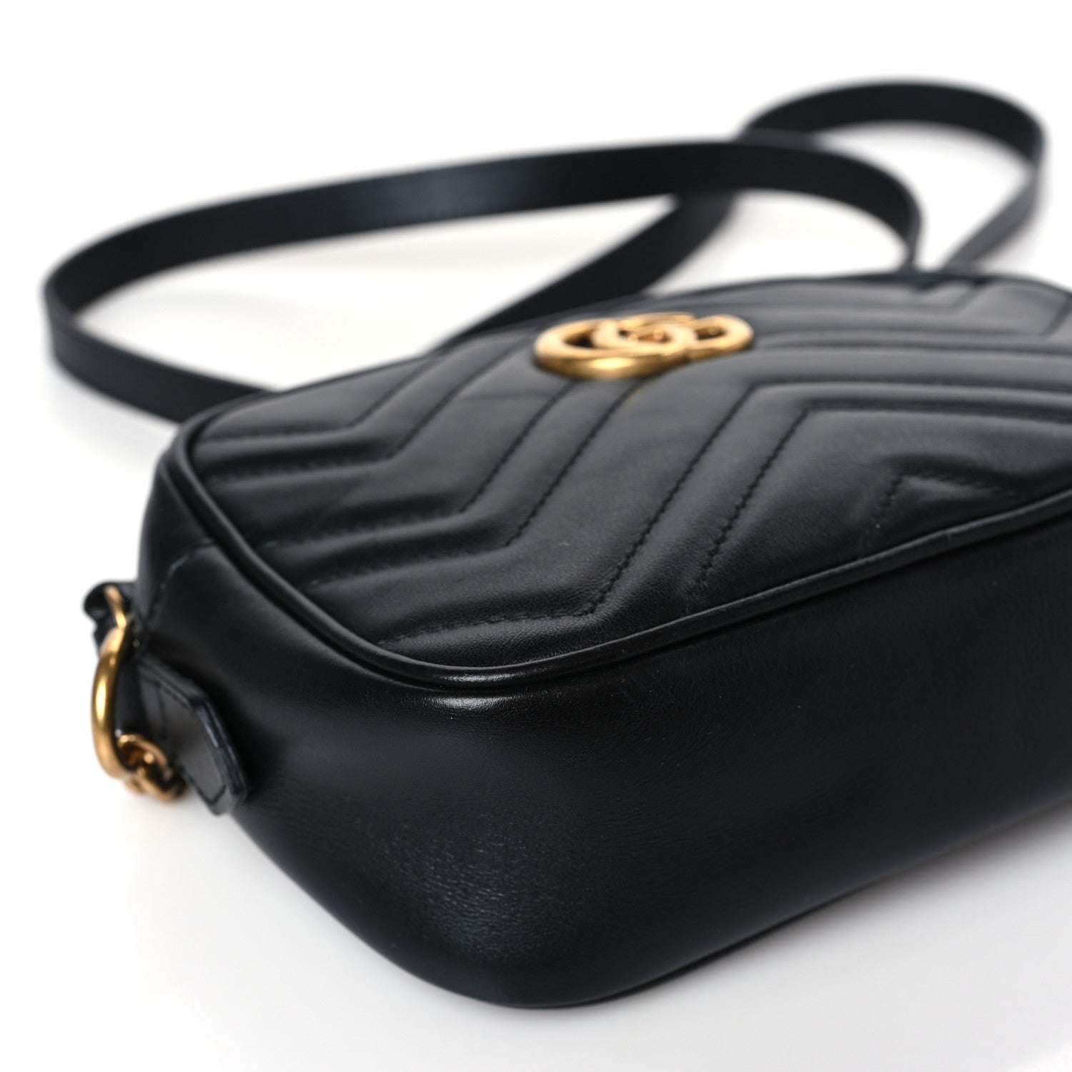 Gucci Calfskin Matelasse Mini GG Marmont Chain Shoulder Bag Black 8 of 9