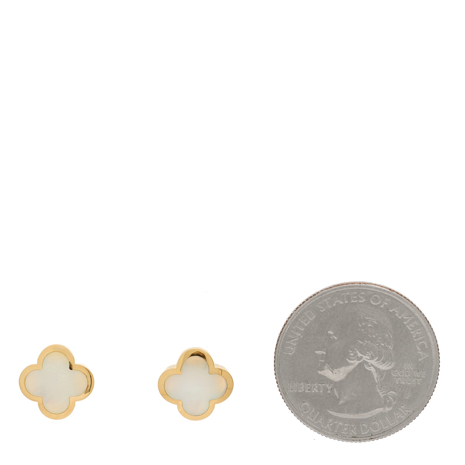 Van Cleef & Arpels 18K Yellow Gold Mother of Pearl Pure Alhambra Earrings 2 of 4