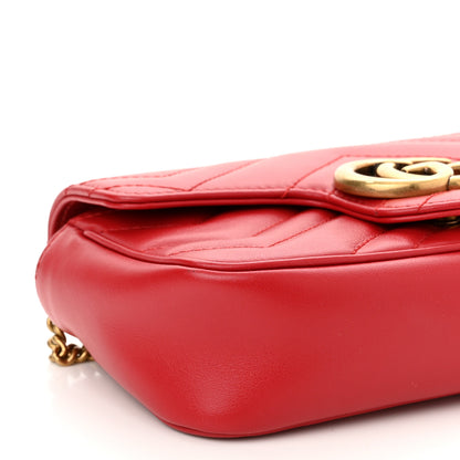 Gucci Calfskin Matelasse Super Mini GG Marmont Shoulder Bag Hibiscus Red 9 of 10