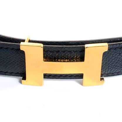 Hermes Courchevel Swift Reversible Constance 24mm H Belt Indigo and Blanc 68 4 of 6