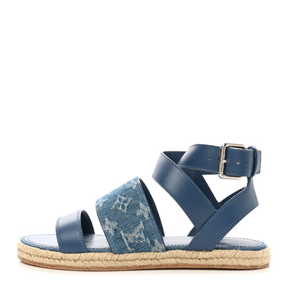 Louis Vuitton Monogram Denim Starboard Espadrille Flat Sandal 38 Blue 1 of 8