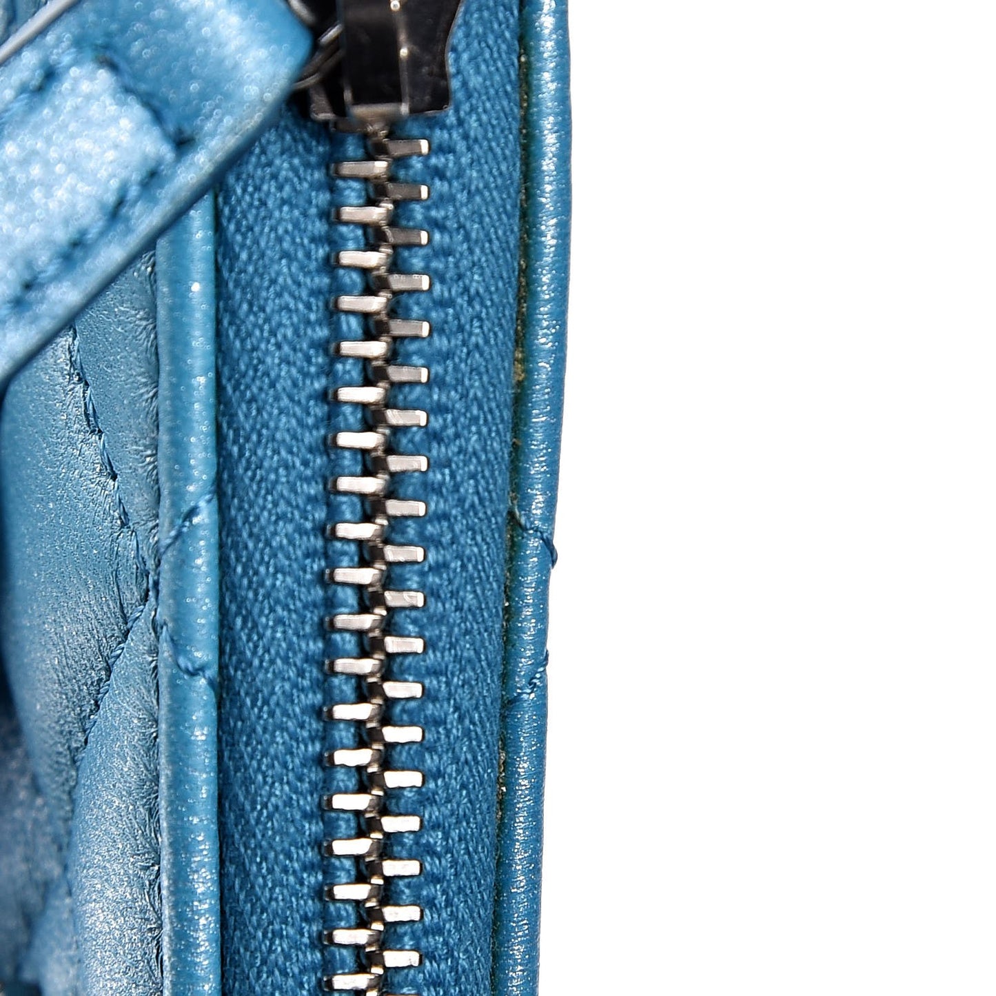 Metallic Lambskin Small Cosmetic Case Turquoise