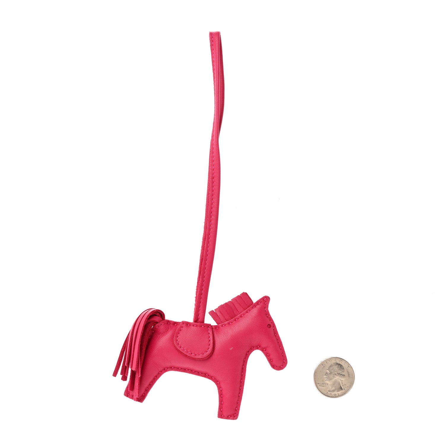Hermes Milo Lambskin Grigri Rodeo Horse Bag Charm PM Rose Mexico 2 of 6