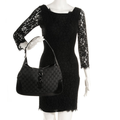 Gucci Monogram Small Jackie O Hobo Black 2 of 7