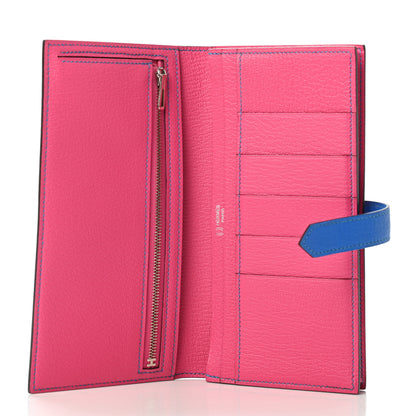 Hermes Chevre Mysore Horseshoe Bearn Gusset Wallet Rose Shocking Bleu Hydra 4 of 4