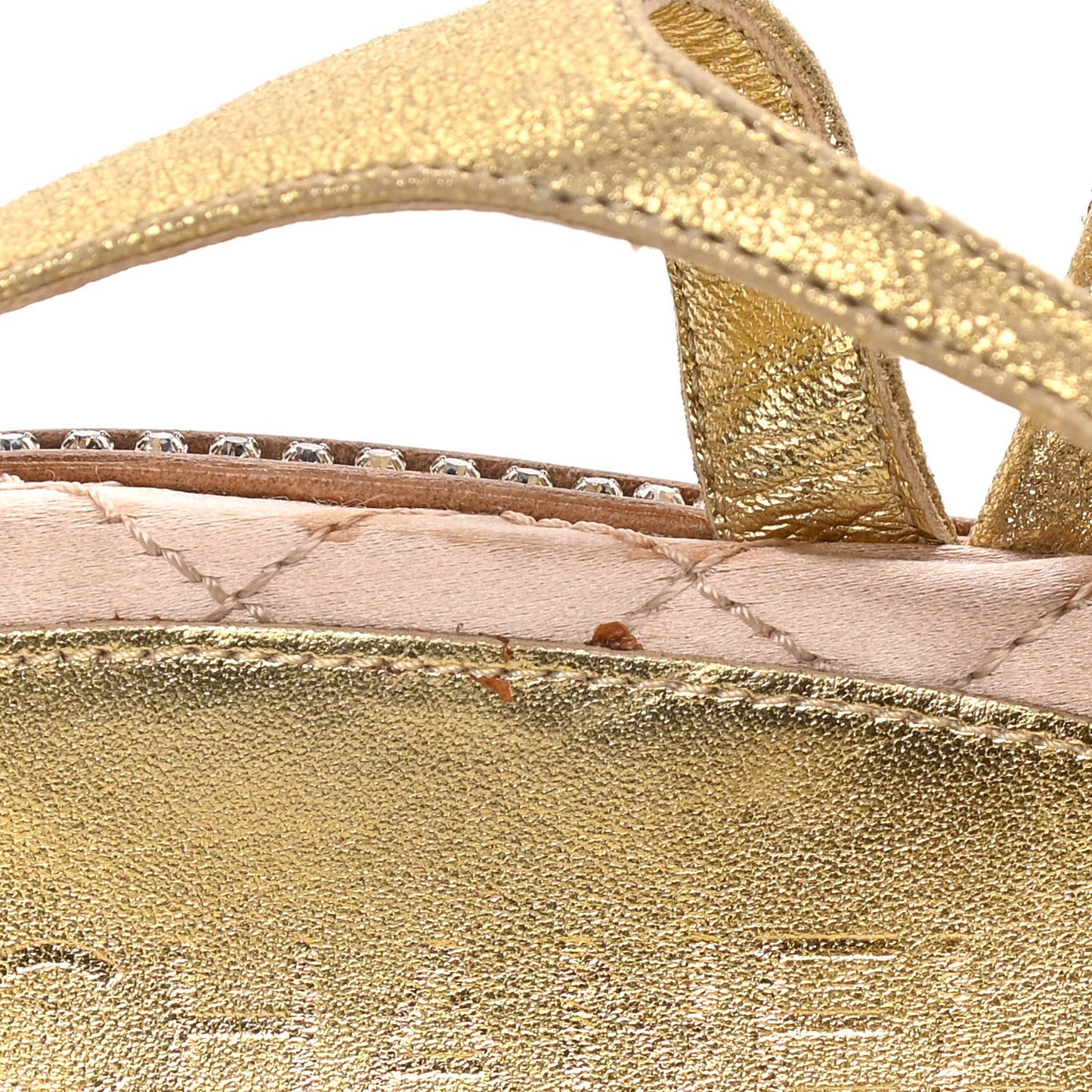 Metallic Calfskin Crystal CC Sandals 40 Gold