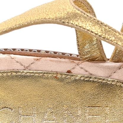Chanel Metallic Calfskin Crystal CC Sandals 40 Gold 12 of 13