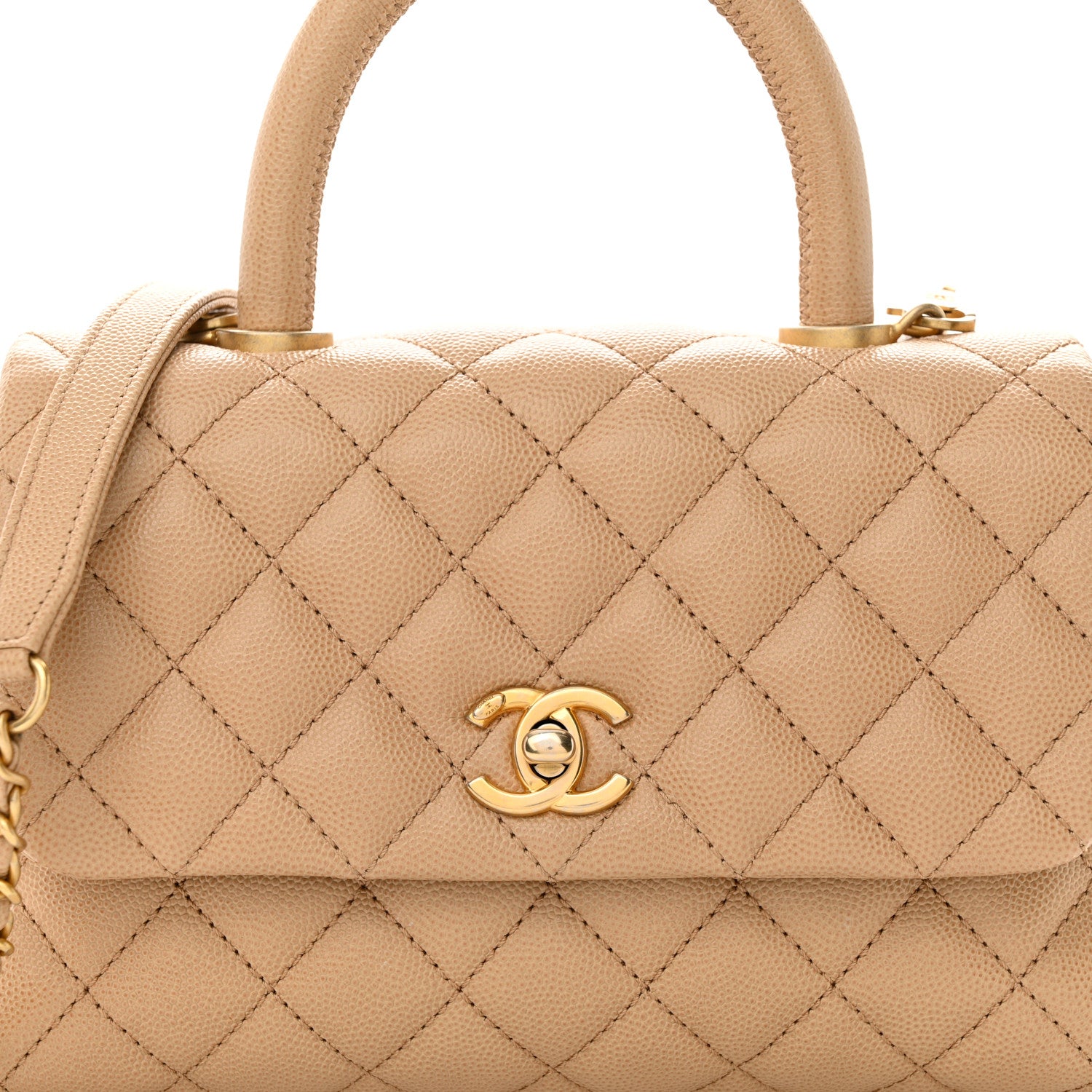 Chanel Caviar Quilted Mini Coco Handle Flap Beige 8 of 11