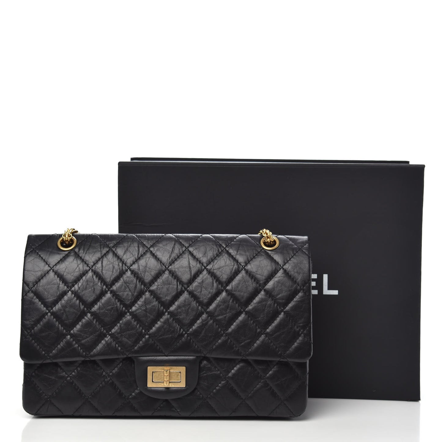Aged Calfskin Quilted 2.55 Reissue 227 Flap Black