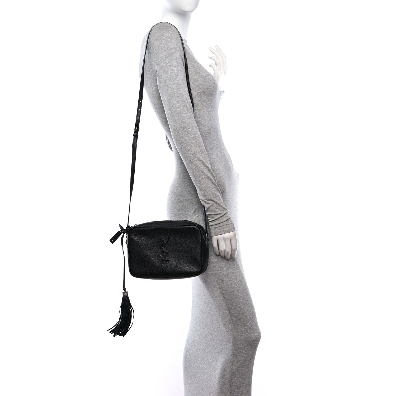 Saint Laurent Lambskin Monogram Small Lou Camera Bag Black 2 of 12