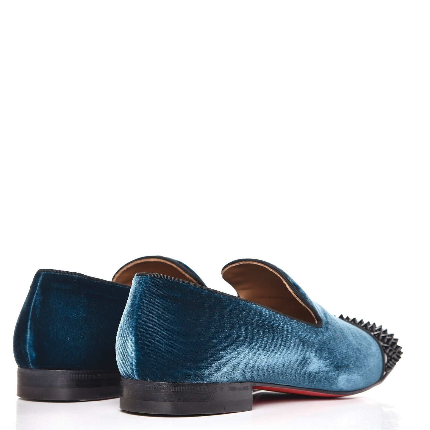 Mens Patent Velvet Spooky Spike Flat Loafers 42 Black Peacock