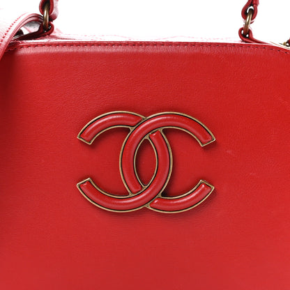 Chanel Shiny Calfskin Goatskin Quilted Small Coco Curve Vanity Red 8 of 10