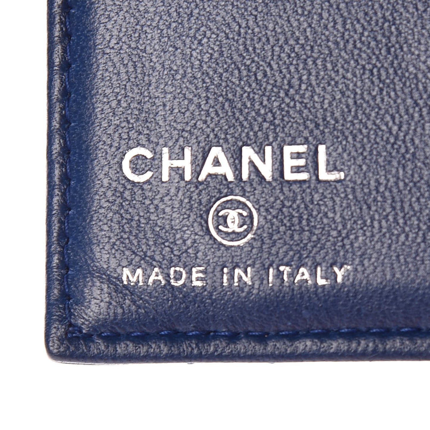 Lambskin Quilted Card Holder Wallet Blue