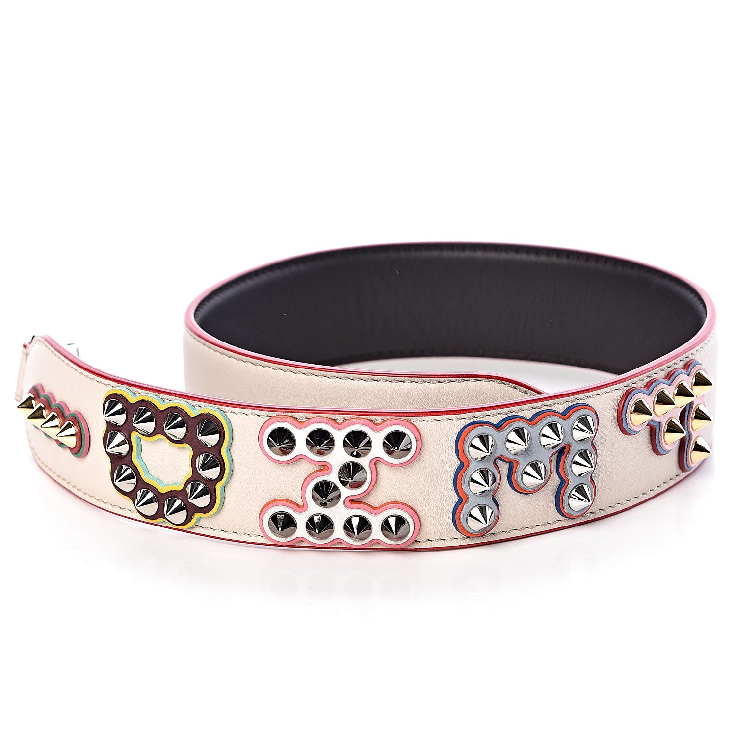 Fendi Vitello Dolce Fun Fair Metal Studded Strap You Camelia Multicolor 5 of 6