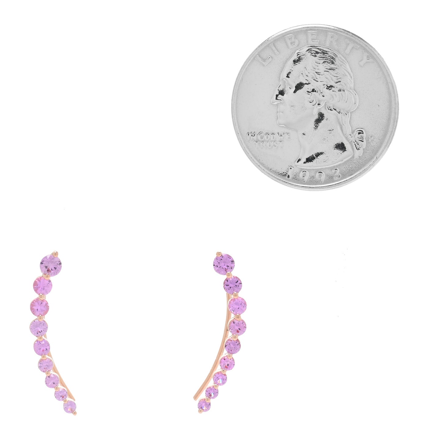 18K Rose Gold Pink Sapphire Floating Earrings