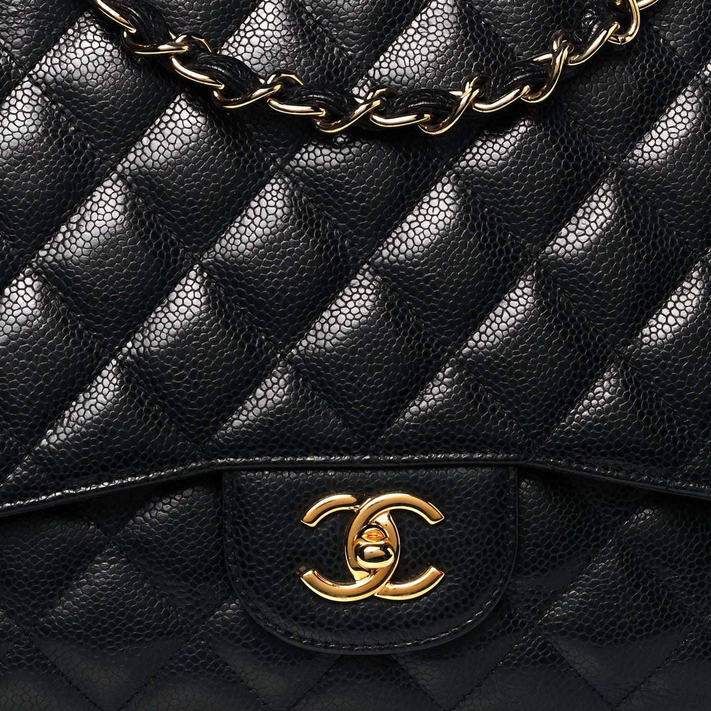 Caviar Quilted Jumbo Single Flap Black