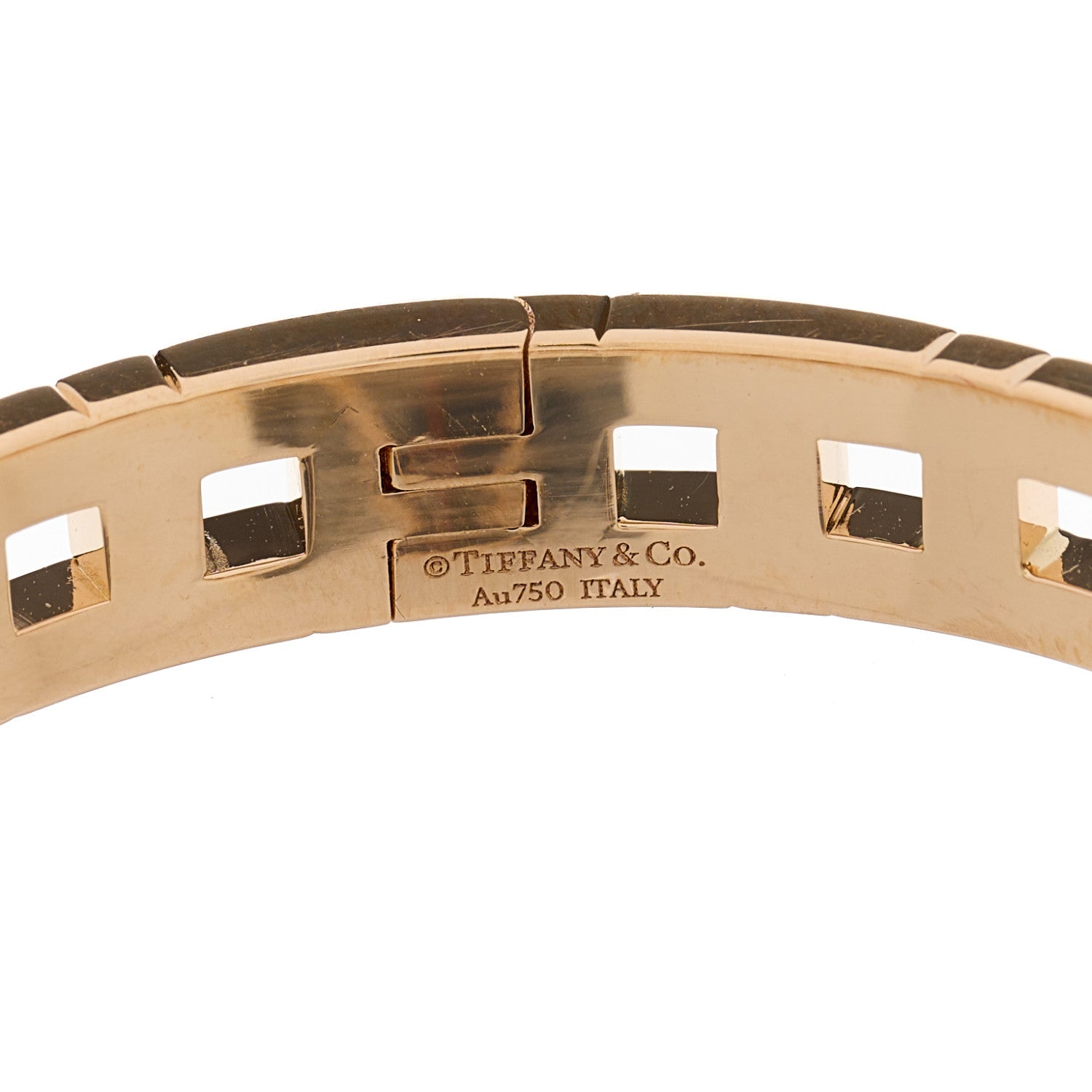 Tiffany 18K Rose Gold Narrow T True Hinged Bangle Bracelet 4 of 4