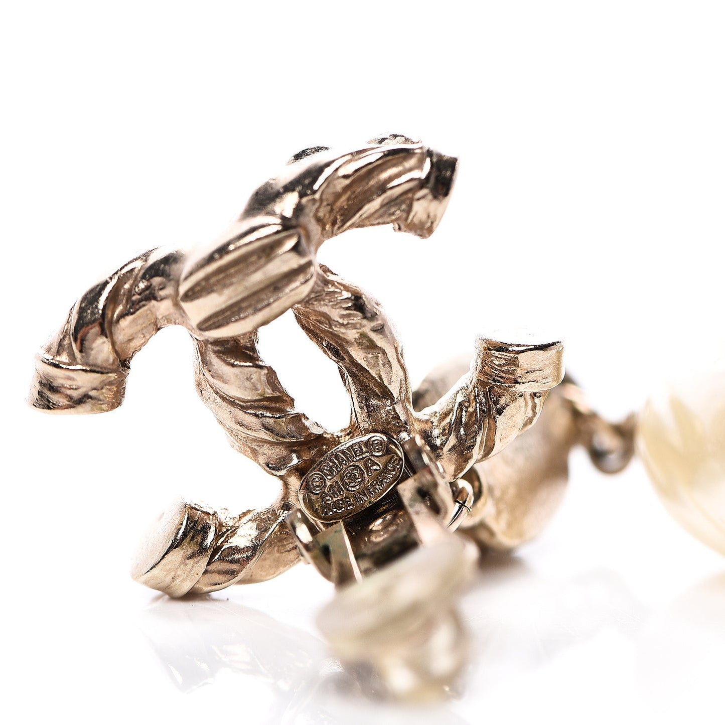 Pearl Resin CC Drop Clip On Earring Gold Black Brown