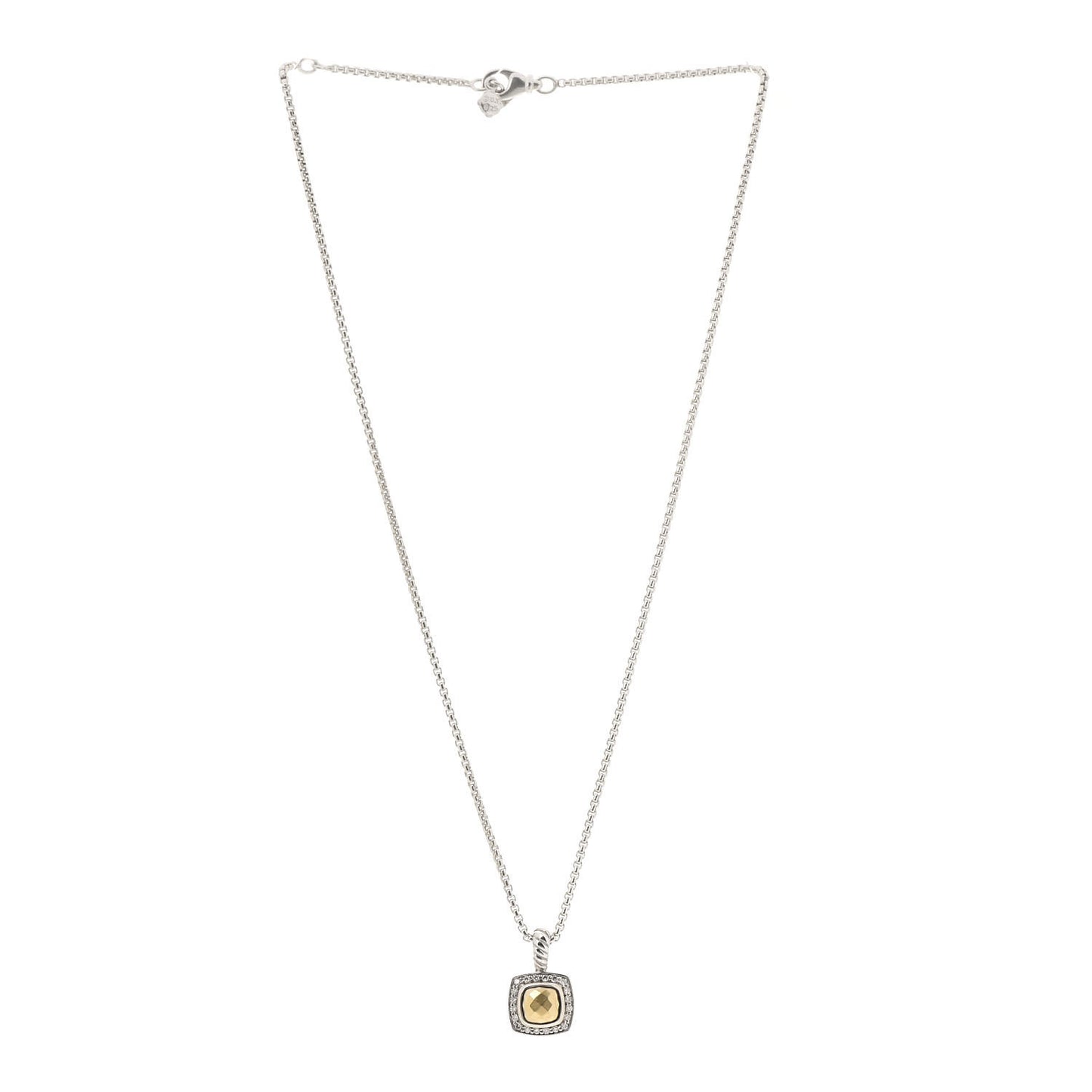Sterling Silver 18K Yellow Gold Diamond Petite Albion Dome Pendant Necklace