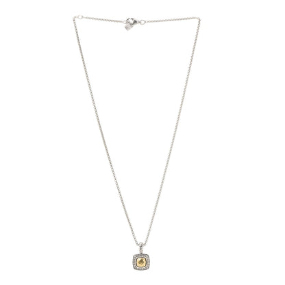 David Yurman Sterling Silver 18K Yellow Gold Diamond Petite Albion Dome Pendant Necklace 3 of 5
