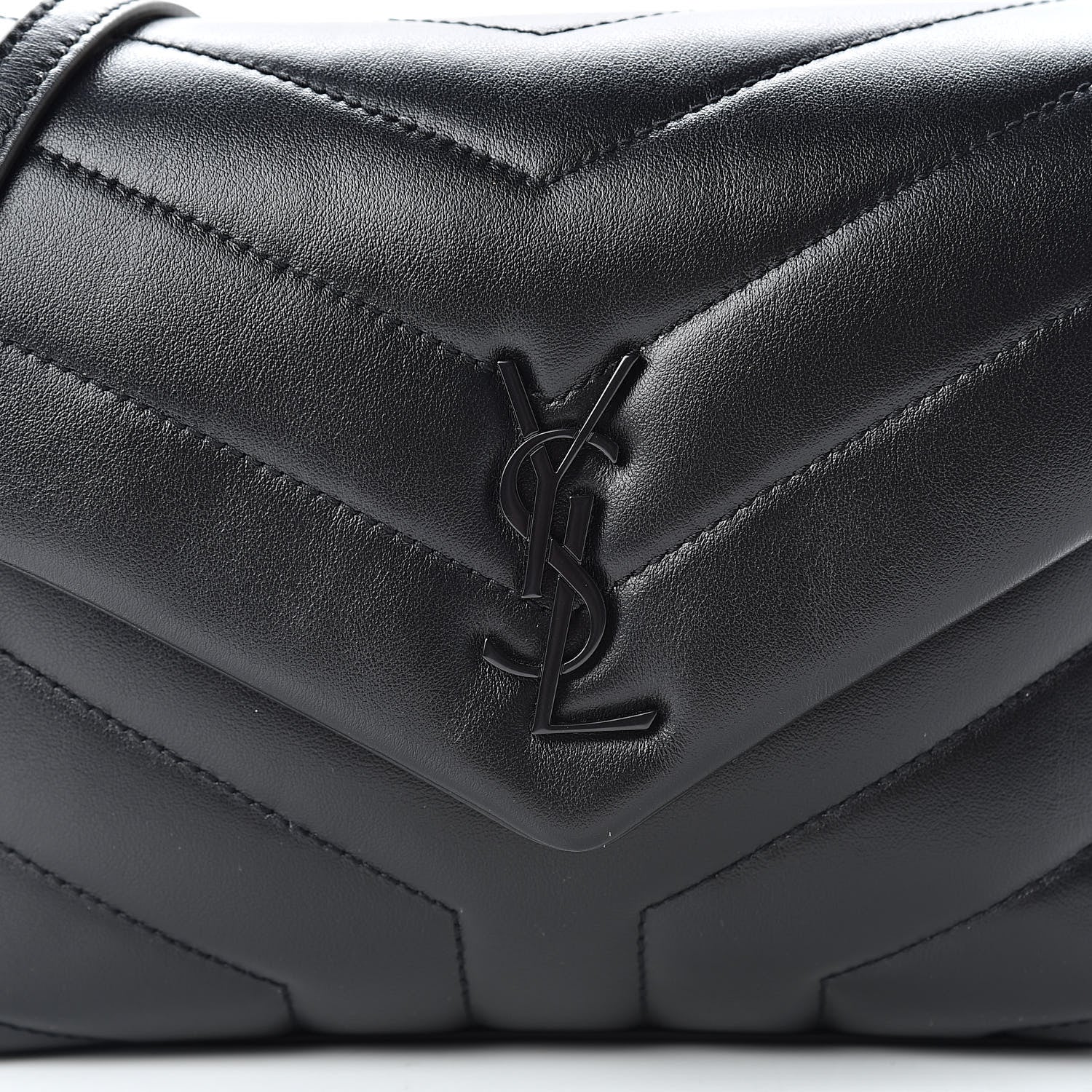 Saint Laurent Calfskin Y Quilted Monogram Toy Loulou Crossbody Bag Black 9 of 11