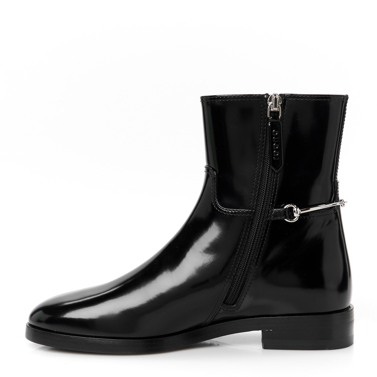 Gucci Brushed Calfskin Michelangelo Slim Horsebit Ankle Boots 36 Black 1 of 10