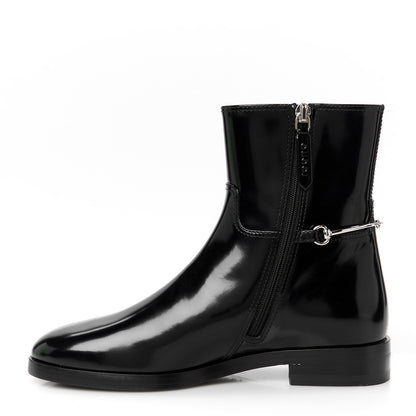 Gucci Brushed Calfskin Michelangelo Slim Horsebit Ankle Boots 36 Black 1 of 10