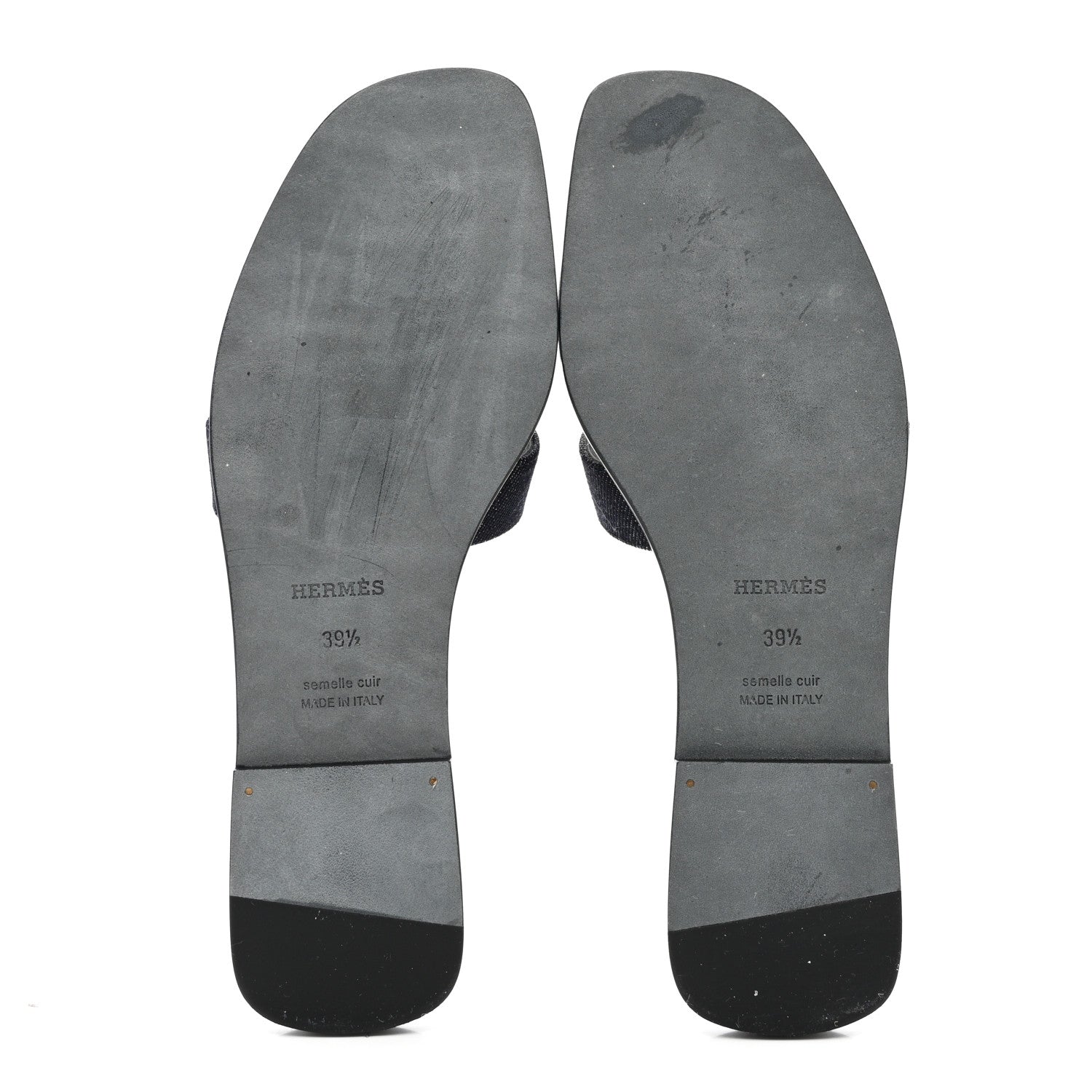 Hermes Denim Canvas Oran Sandals 39.5 Bleu Brut 5 of 9