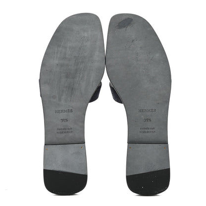 Hermes Denim Canvas Oran Sandals 39.5 Bleu Brut 5 of 9
