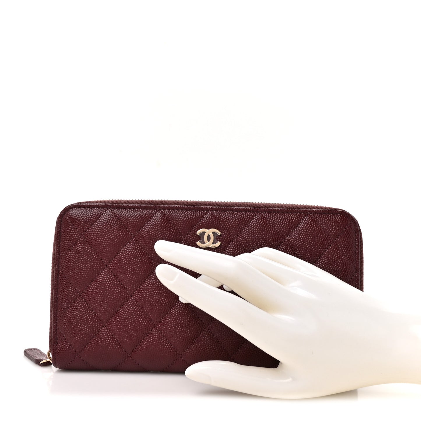 Caviar Quilted Large Gusset Zip Around Wallet Red