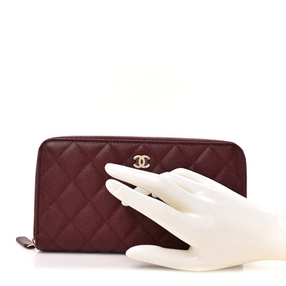 Chanel Caviar Quilted Large Gusset Zip Around Wallet Red 2 of 10
