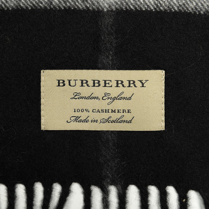 Burberry Cashmere Giant Check Fringe Scarf Black 3 of 4