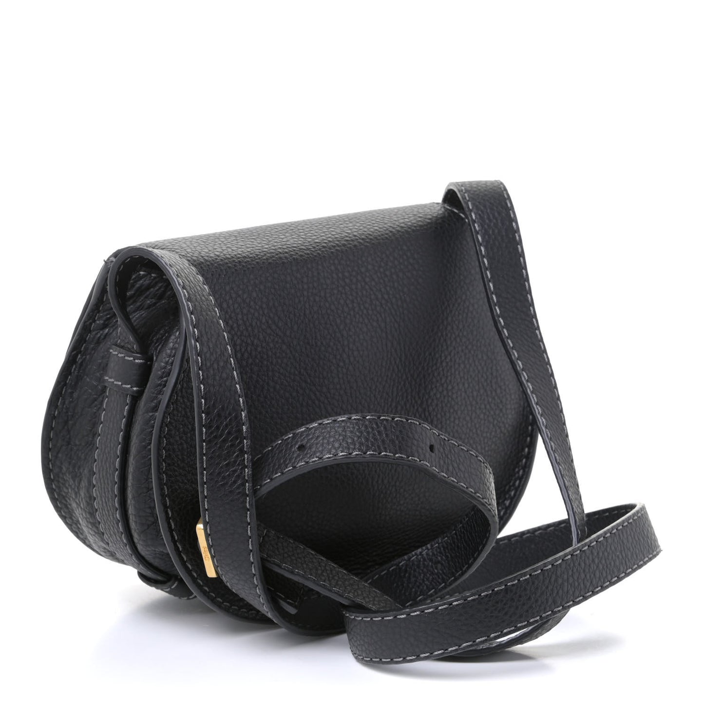 Calfskin Mini Marcie Round Crossbody Bag Black