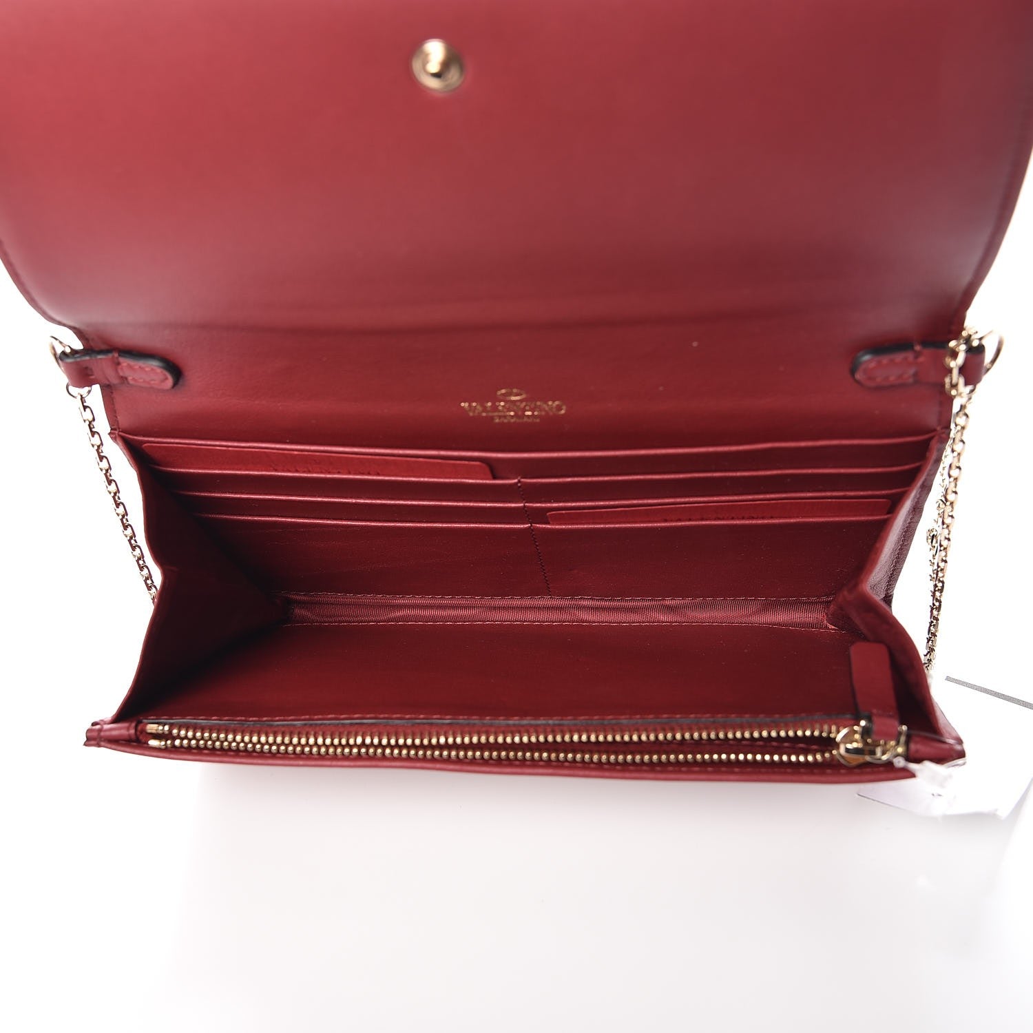 Valentino Garavani Vitello Rockstud Crossbody Wallet On Chain Rubino 5 of 8