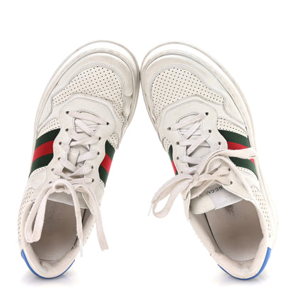 Gucci Calfskin Web Mens Ace Sneakers 7 White Blue 2 of 8