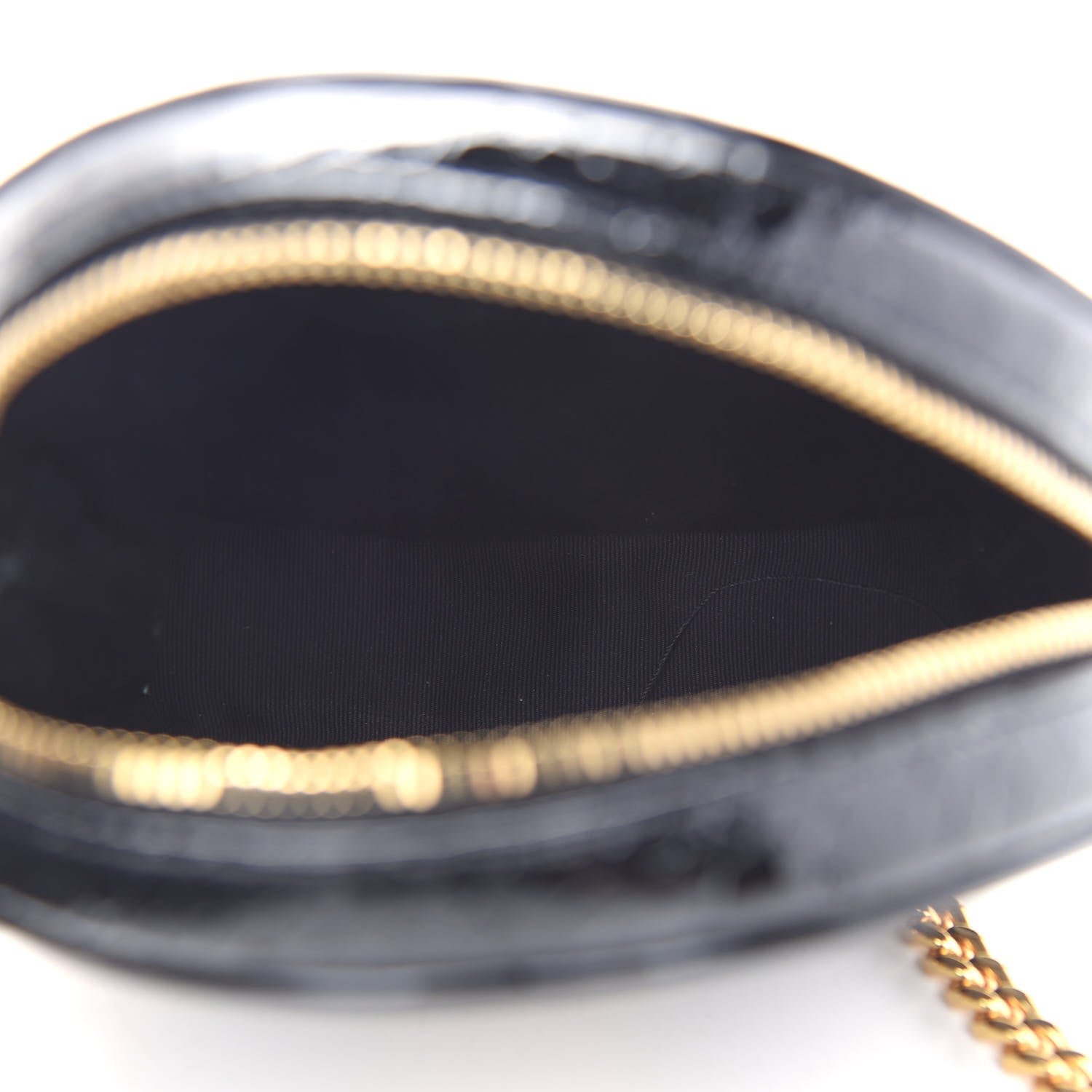 Saint Laurent Patent Crocodile Embossed Round Vinyle Camera Bag Black 5 of 10