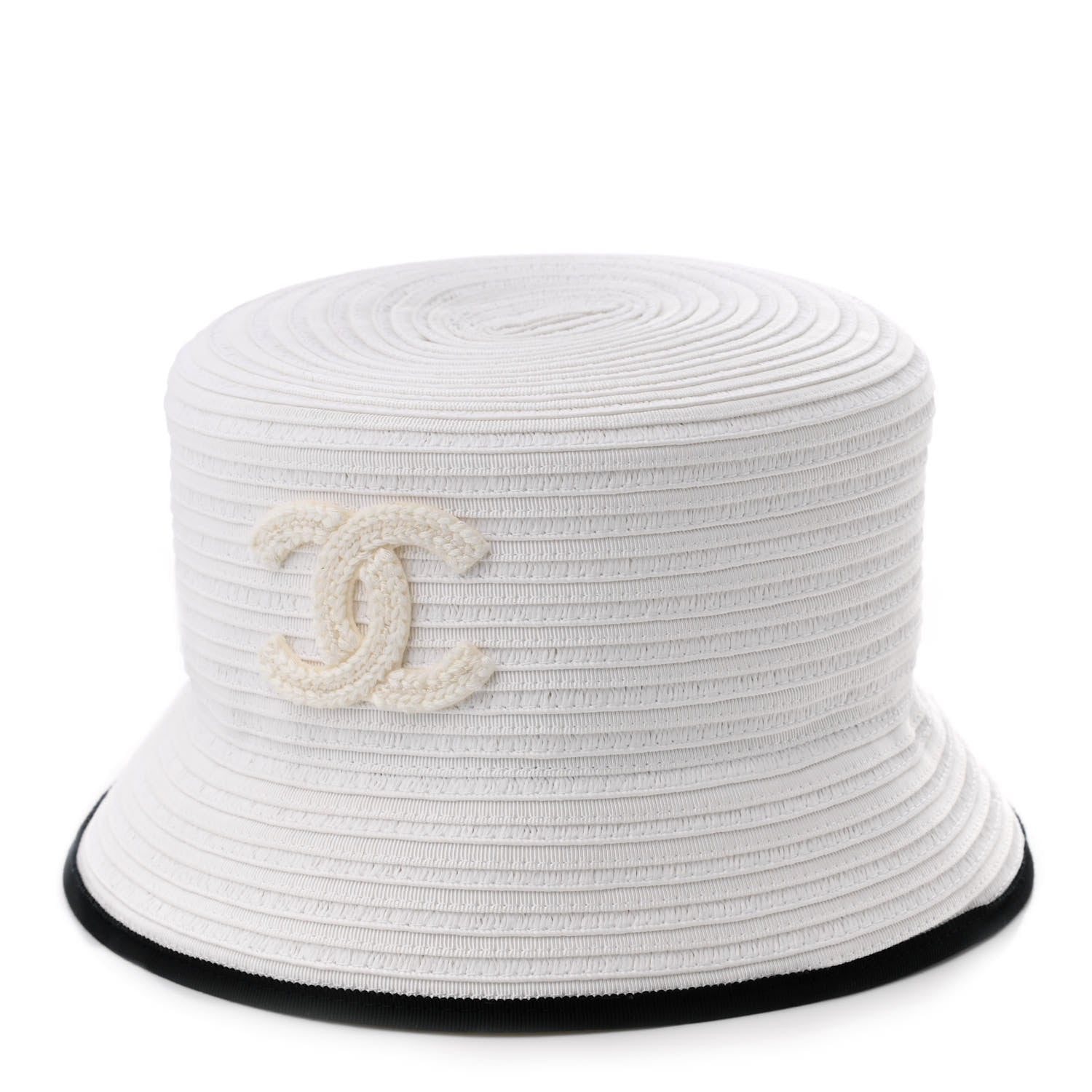 Chanel Paper Cotton CC Bucket Hat M White Black 1 of 8