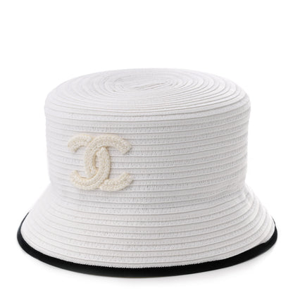 Chanel Paper Cotton CC Bucket Hat M White Black 1 of 8