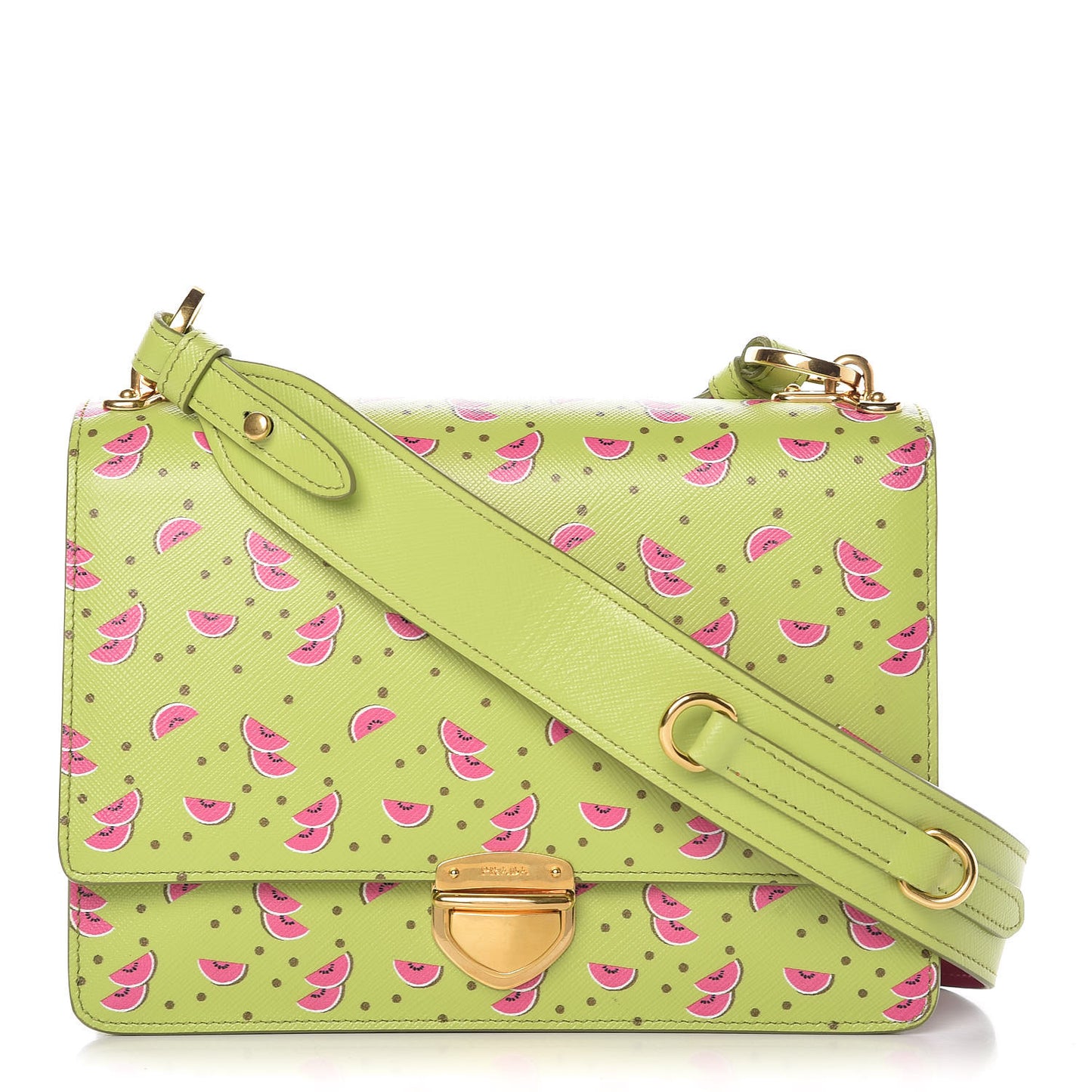Saffiano Watermelon Print Shoulder Bag Erba