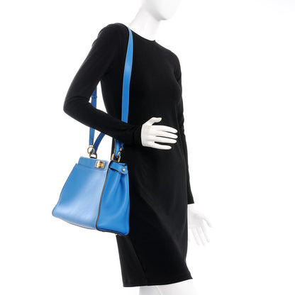 Fendi Vitello Seta Medium Peekaboo Iconic Satchel Blue Royal 2 of 8