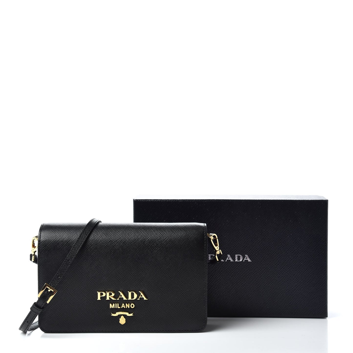 Saffiano Lux Mini Shoulder Bag Black