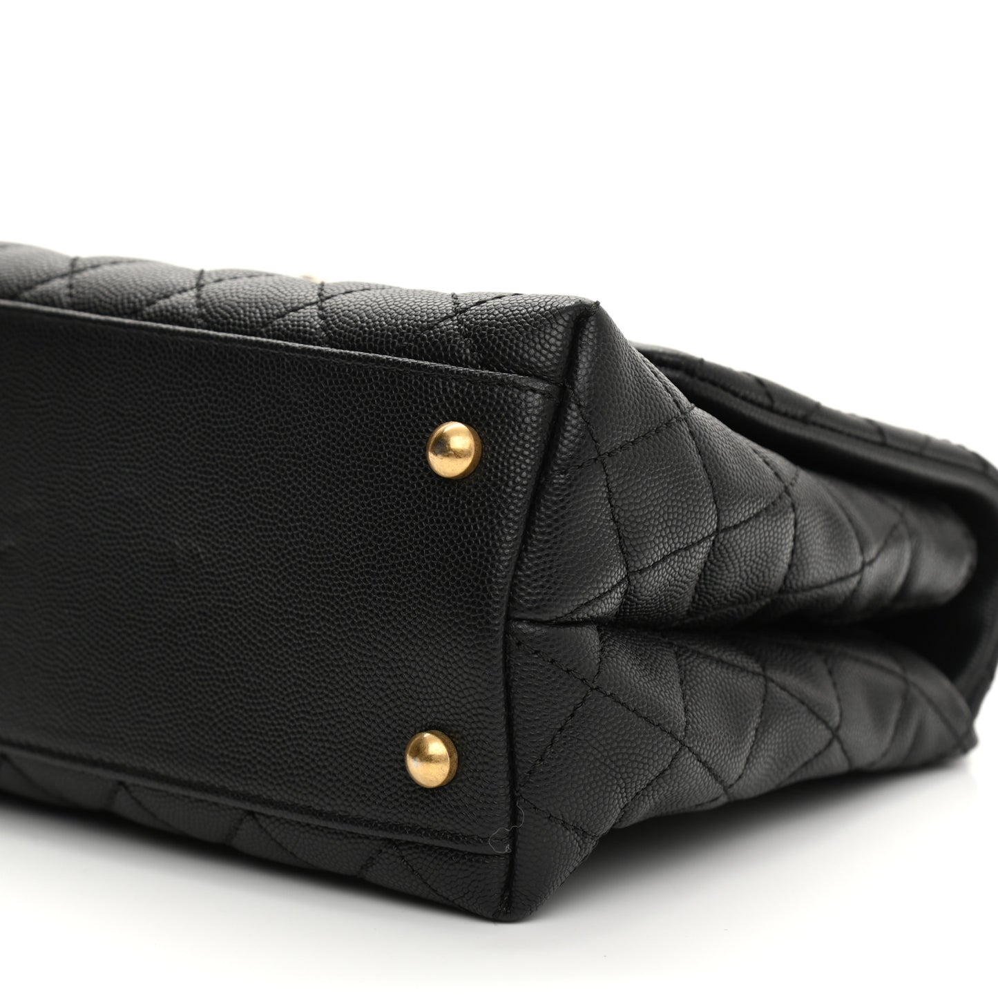 Caviar Lizard Embossed Quilted Small Coco Handle Flap Black