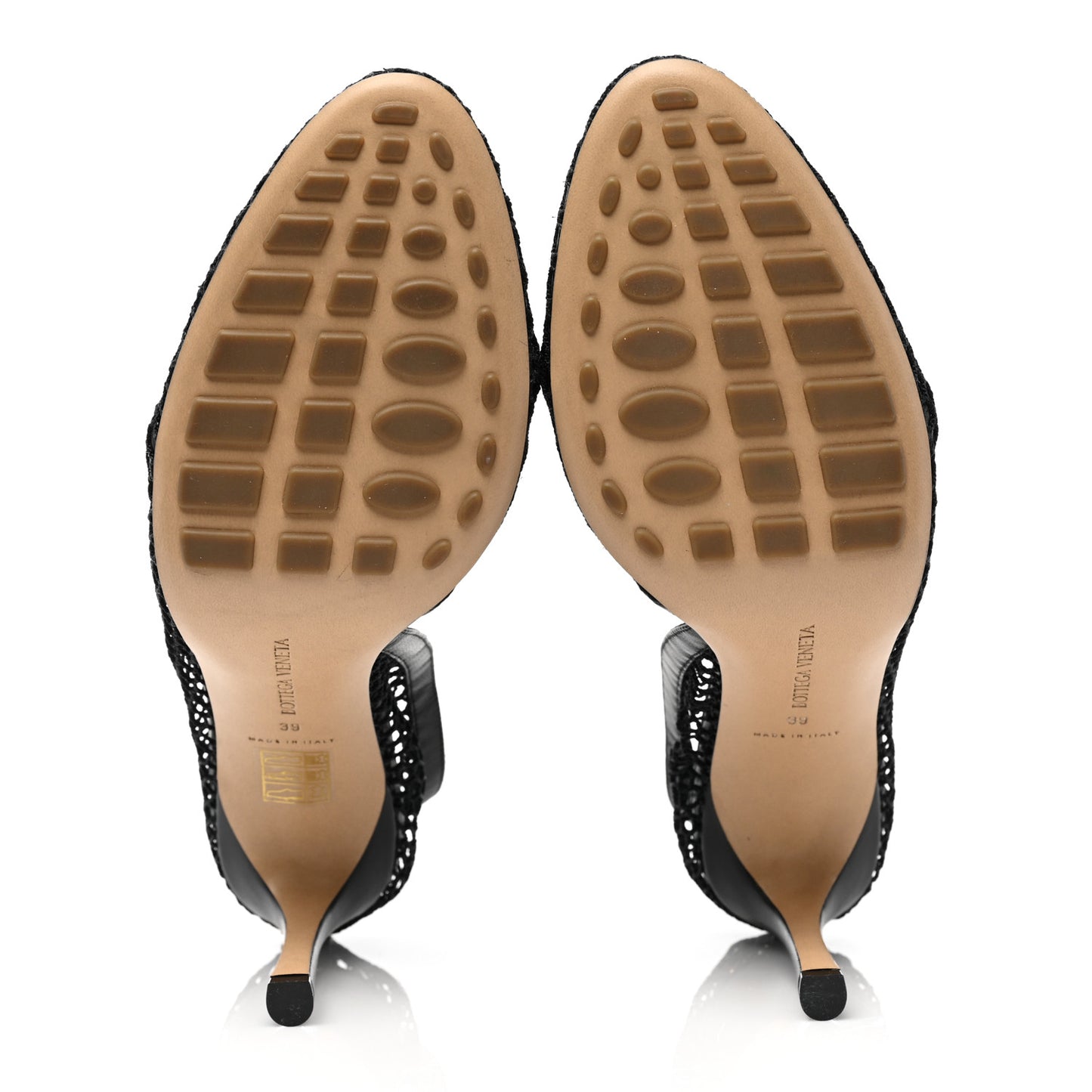 Mesh Calfskin Chain Stretch Pumps 39 Black