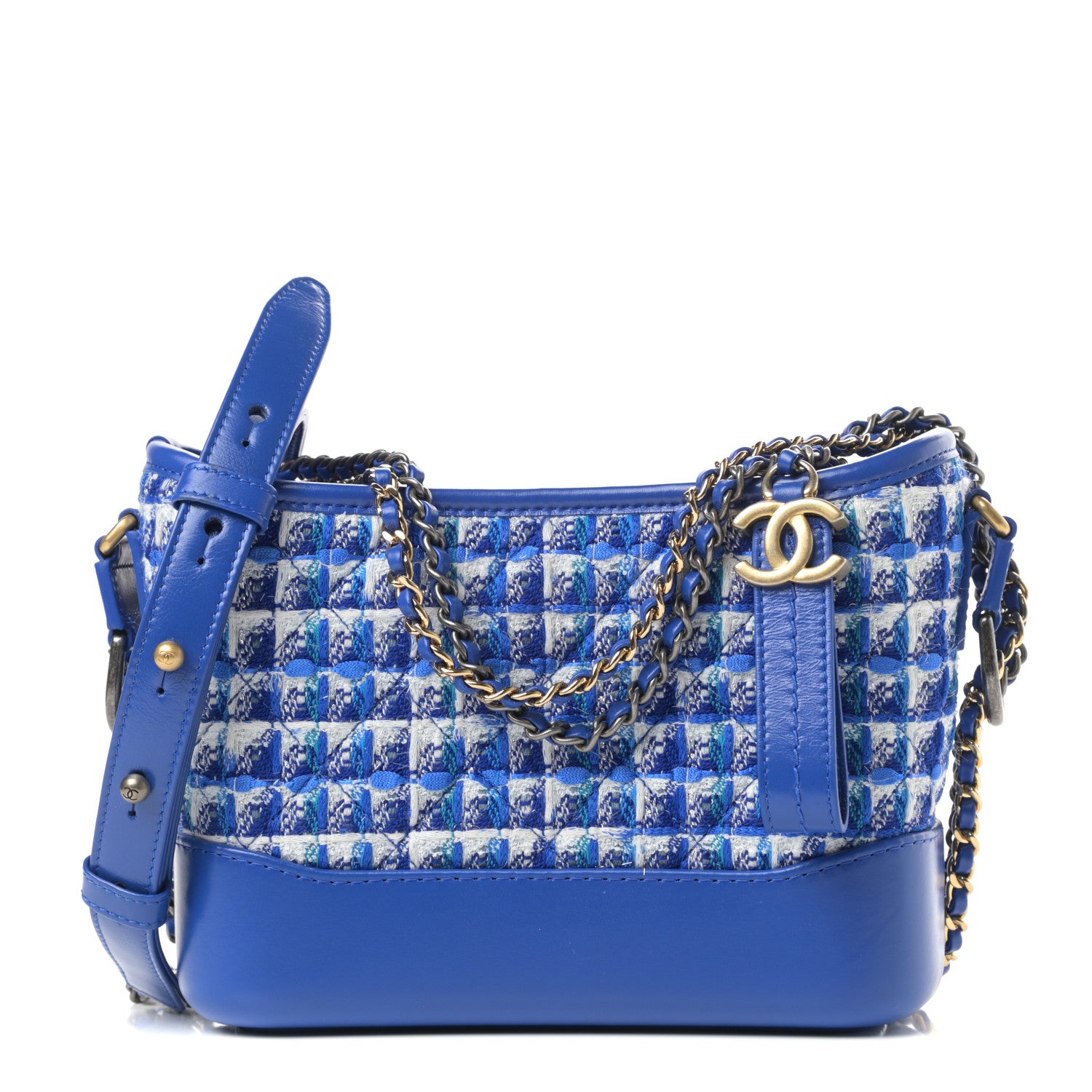 Chanel Tweed Calfskin Small Gabrielle Hobo Royal Blue 1 of 11