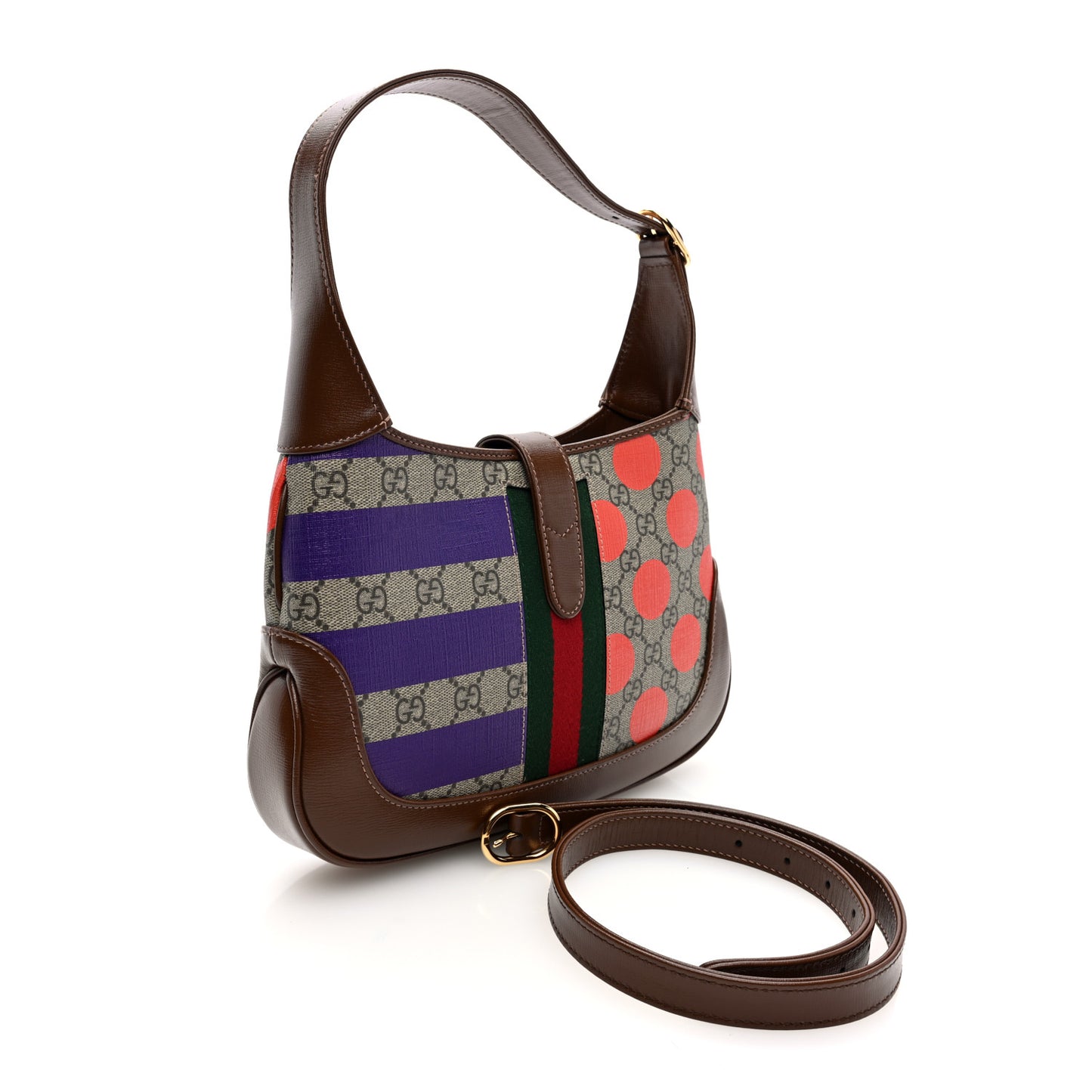 GG Supreme Monogram Azalea Calfskin Print Web Small Jackie 1961 Hobo Multicolor